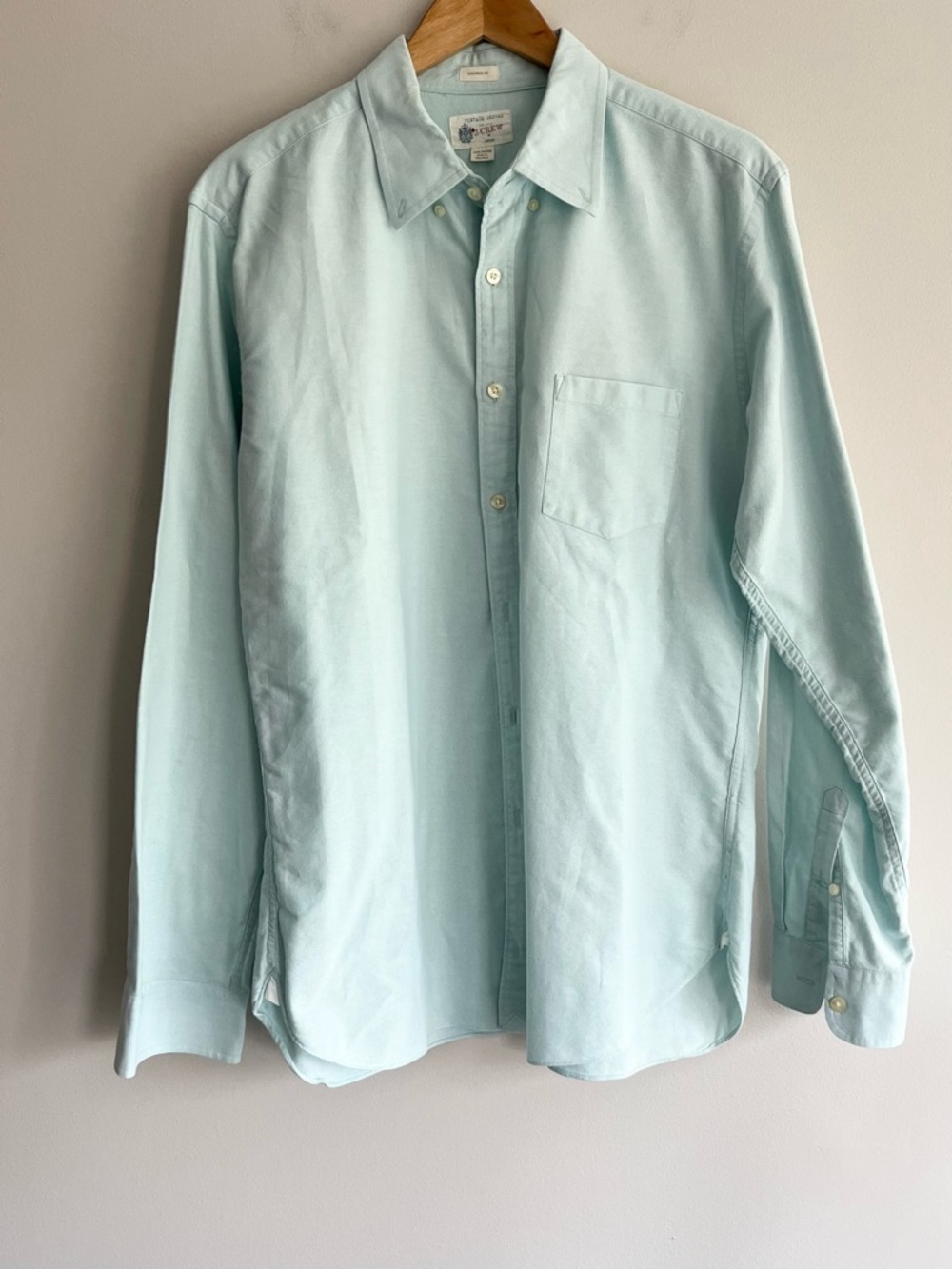J. Crew Pale Mint Green Vintage  Oxford Button-Up Dress Shirt Large
